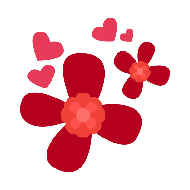 Red flowers with heart shapes - Vector, Image