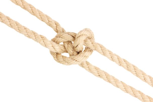Rope with knot isolated on white - Foto, afbeelding