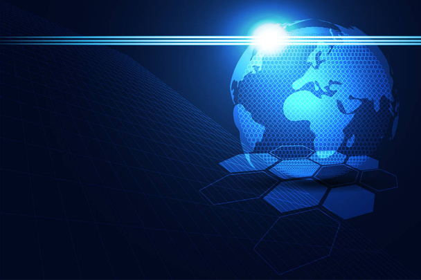 abstract technology concept world hi tech future dark blue hexagon background  - Vector, Image