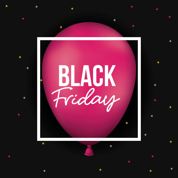 nero venerdì poster con cornice bianca sopra palloncino magenta in nero e sfondo di colore stellato
 - Vettoriali, immagini