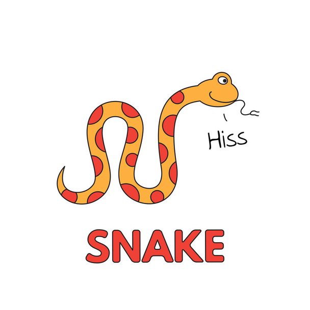 Cartoon Snake Flashcard per bambini
 - Vettoriali, immagini