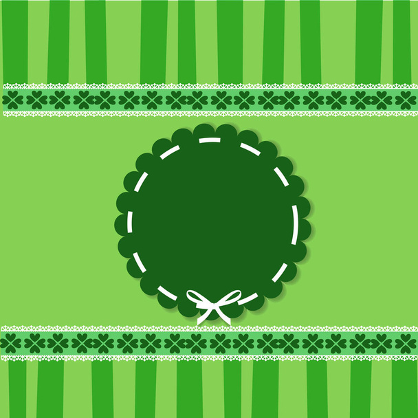 Saint Patrick's Day template with clover lace and round  sticker - Vector, Image