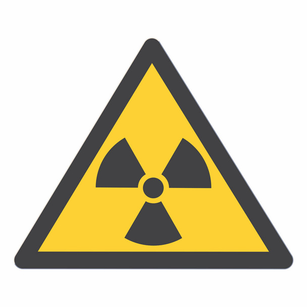 Contaminación radiactiva en el signo de triángulo ilustración vectorial de diseño plano. Triángulo y signo de Bllack, fondo amarillo. Signo tóxico, aviso de zona radiactiva aislada sobre fondo blanco. Radioactividad
 - Vector, imagen