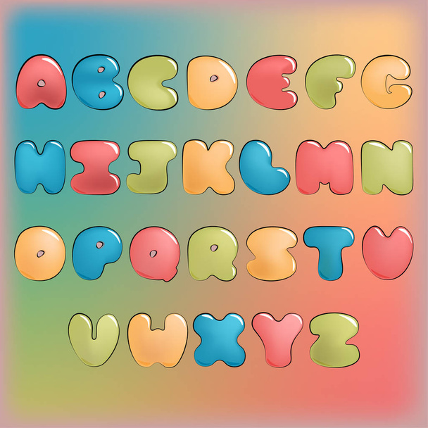 Plump handwritten alphabet vector colorful set. - Vektor, kép
