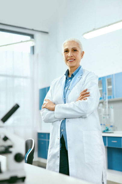 Scientist In Laboratory. Female Medical Worker At Workplace - Fotografie, Obrázek