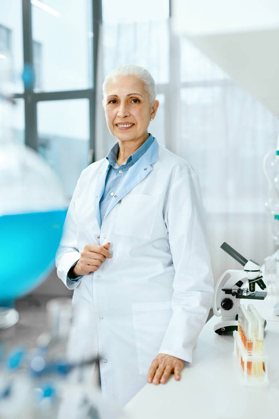 Scientist In Laboratory. Female Medical Worker At Workplace - Fotografie, Obrázek