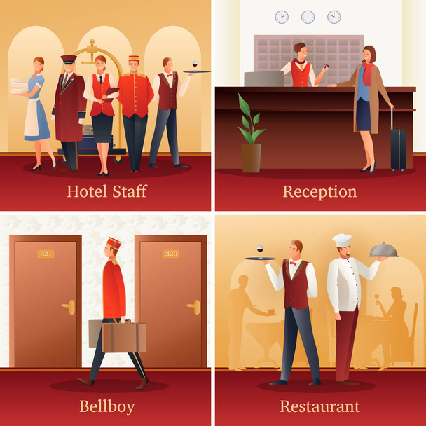 Hotel People Flat Compositions  - Vector, Image