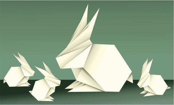 Decoraciones de origami de Pascua con elementos navideños
 - Vector, imagen