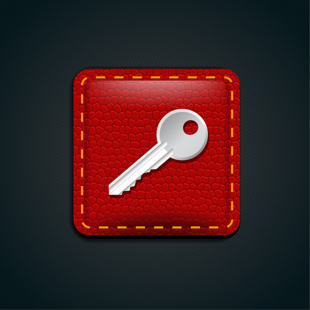 Key icon leather button - Vektor, kép