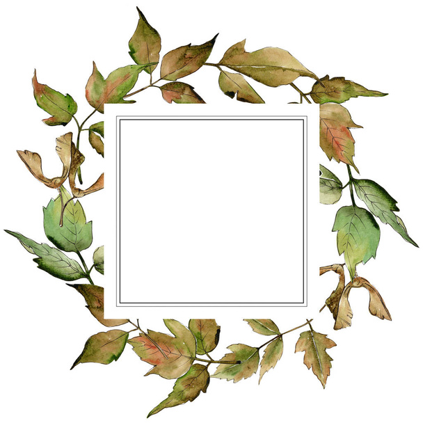 Maple leaves wreath in a watercolor style. - Fotoğraf, Görsel