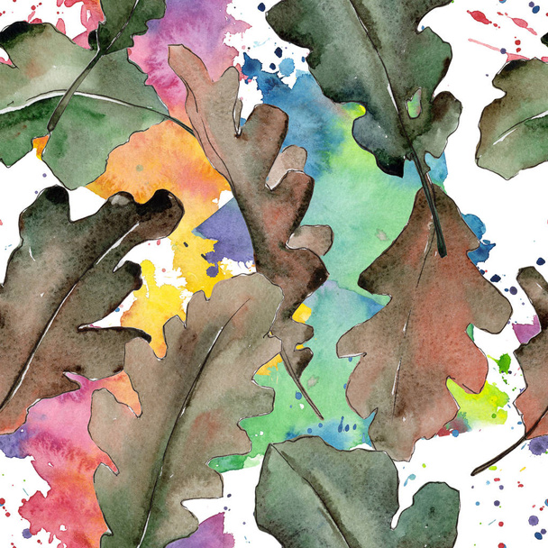 Modèle de feuilles de chêne dans un style aquarelle
. - Photo, image