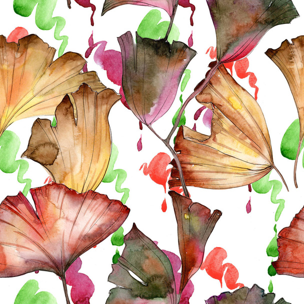 Ginkgo leaves pattern in a watercolor style. - Photo, Image