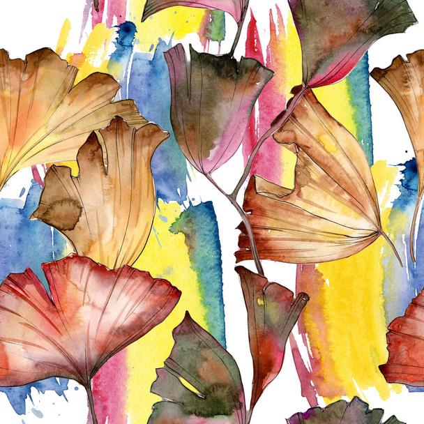 Ginkgo leaves pattern in a watercolor style. - Foto, Imagen