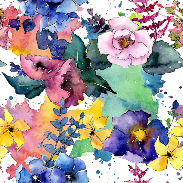 Bouquet flower pattern in a watercolor style. - Fotó, kép