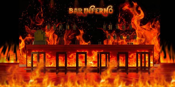 3d ilustración de la barra inferno interior
  - Foto, Imagen