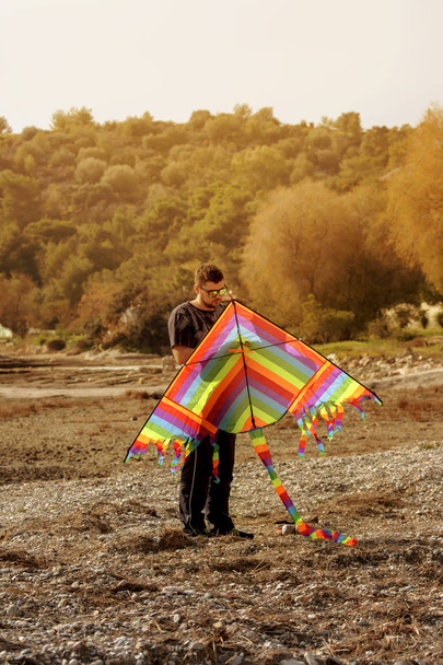 Young guy with a airy kite - Photo, Image