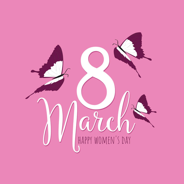 Happy Women's Day 8 March Floral Greeting card  - Vector, Image