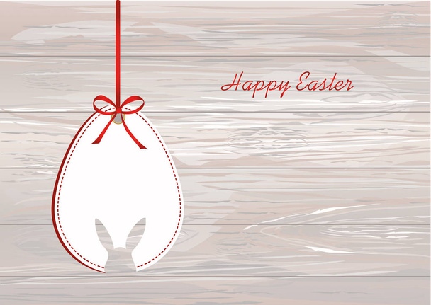 Easter eggs from paper hang on a tape with bows. Greeting card - Διάνυσμα, εικόνα