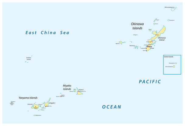 Mapa vectorial detallado de los grupos de islas japonesas Okinawa, Miyako y Yaeyama, Japón
 - Vector, Imagen