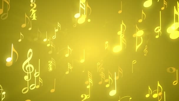 Musical Notes Gold // 1080p Music Themed Video Background Loop. Musical notes and symbols gracefully move within a golden bright environment. Great for music events. - Footage, Video