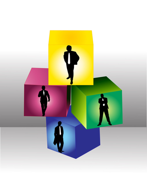 Businessman in cubes - Vector, Image