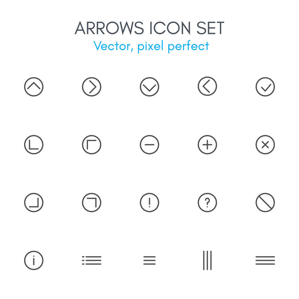 Arrows theme, line icon set. - Vector, Image