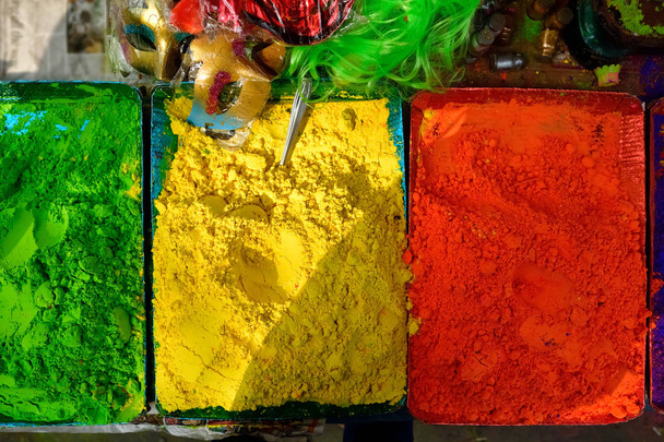 Colorful piles of powdered shopping for Holi festival  - Photo, Image