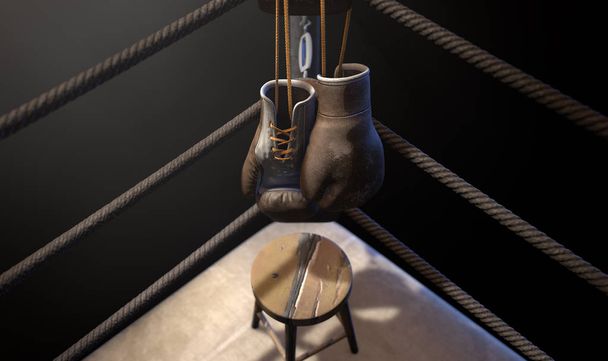 Вінтажний боксерський куточок і голі вгору рукавички
 - Фото, зображення