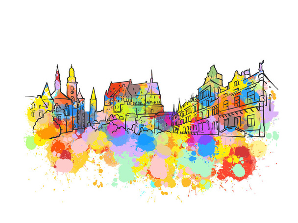 Λουξεμβούργο πολύχρωμο ορόσημο Banner - Διάνυσμα, εικόνα