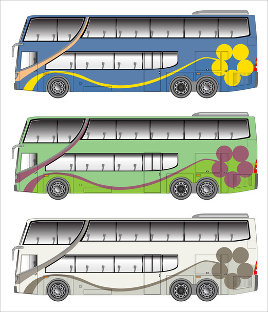 Satz von Stadtbus-Vektor isoliert auf weißem Hintergrund - Vektor, Bild