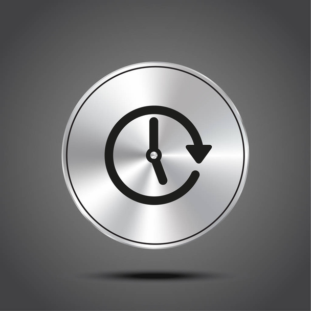 Vector clock icon metallic isolated on dark background - Vector, Image