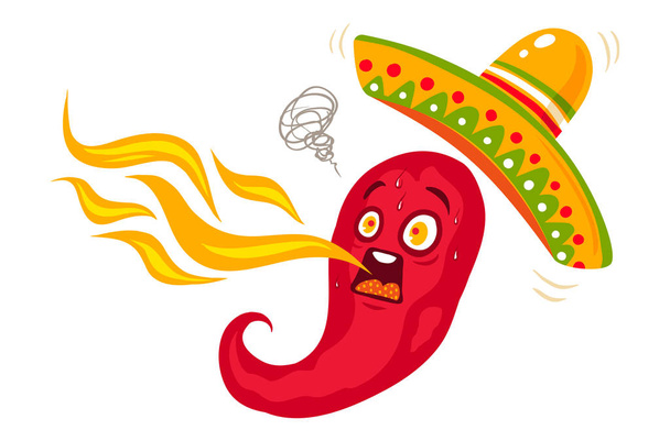 chili with sombrero for mexican food. - Vector, Image