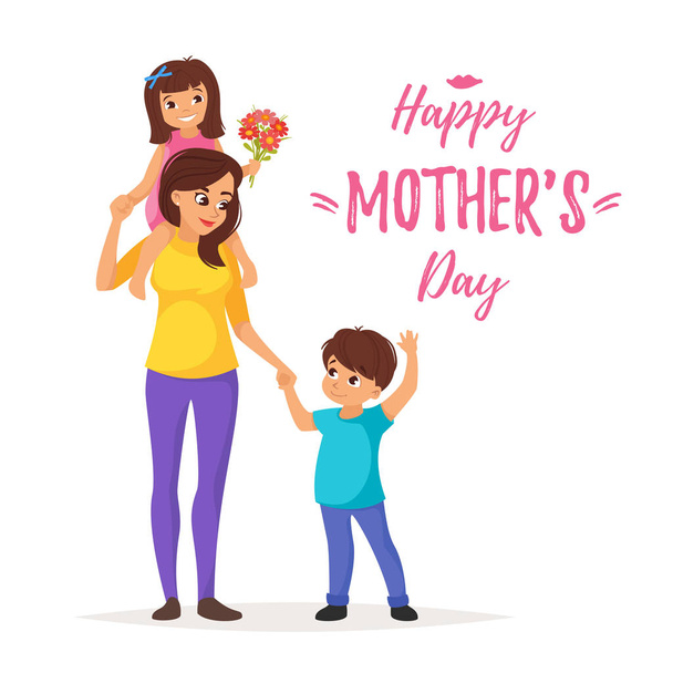 Anneler Günü tebrik kartı şablonu - Vektör, Görsel