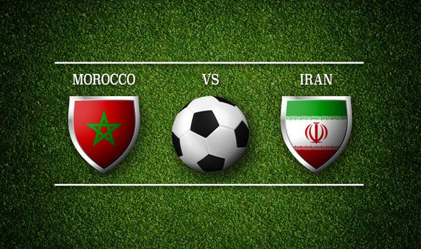 renderowania 3D - mecz piłki nożnej terminarz, Maroko vs Iran - Zdjęcie, obraz