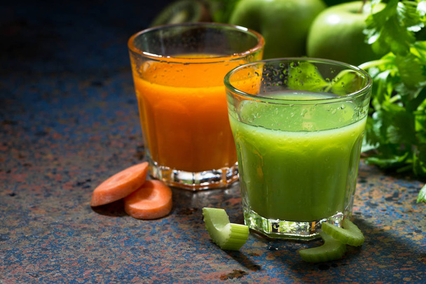 glasses of fresh juice from celery and carrots - Photo, Image