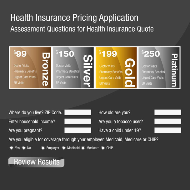 Health Insurance Pricing Application Form - Vector, Image
