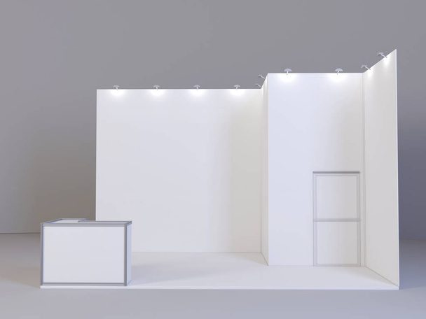 Banca de exposição comercial, Exposição redonda, visualização de renderização 3D de equipamentos de exposição, espaço em um ackground
 - Foto, Imagem