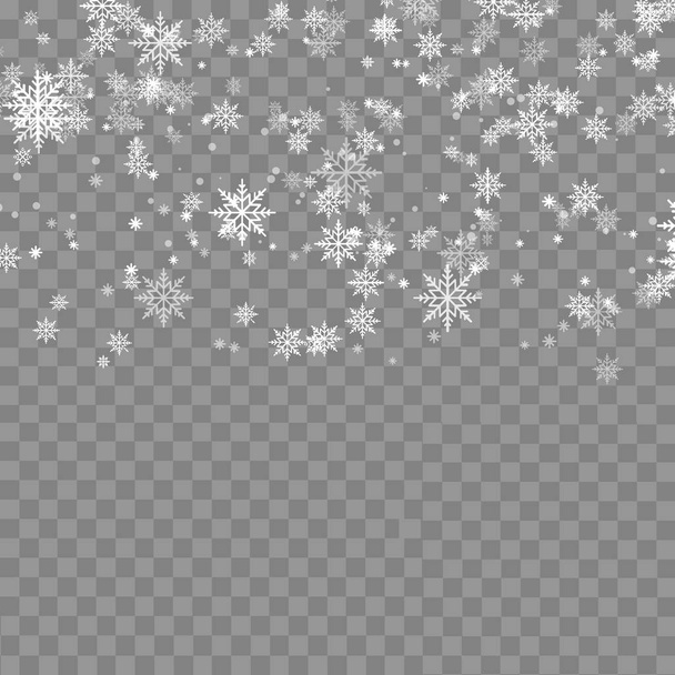 Flocons de neige tombant sur fond transparent. Vecteur. - Vecteur, image