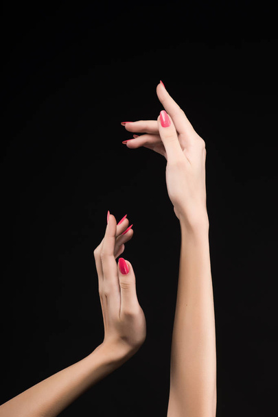 beautiful woman hands with pink manicure on the nails isolated o - Photo, image