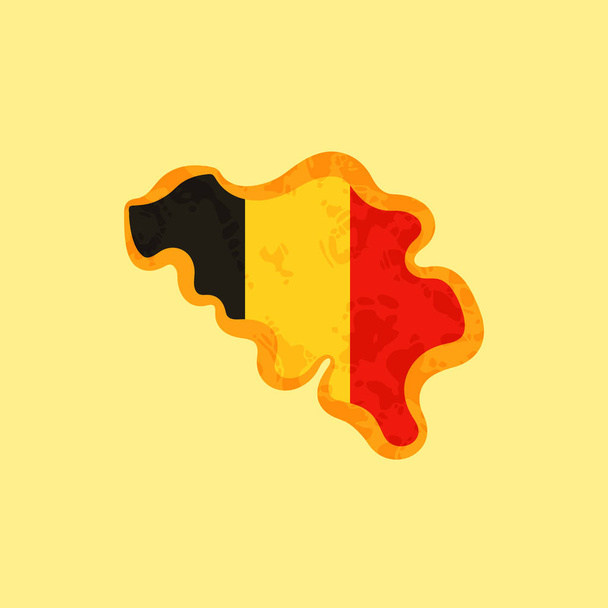 Belgium - Térkép színű belga lobogó - Vektor, kép