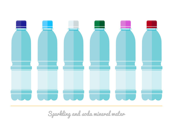 Set of plastic bottles witn mineral water. - Vector, Image