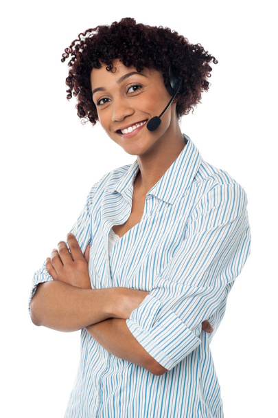 Confident smiling female telecaller - Fotó, kép