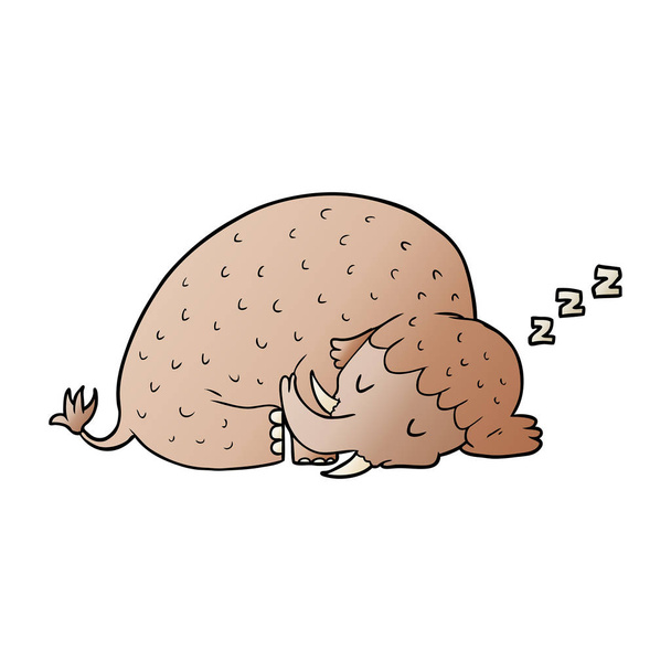 vector illustration of cartoon mammoth sleeping - Vector, Image