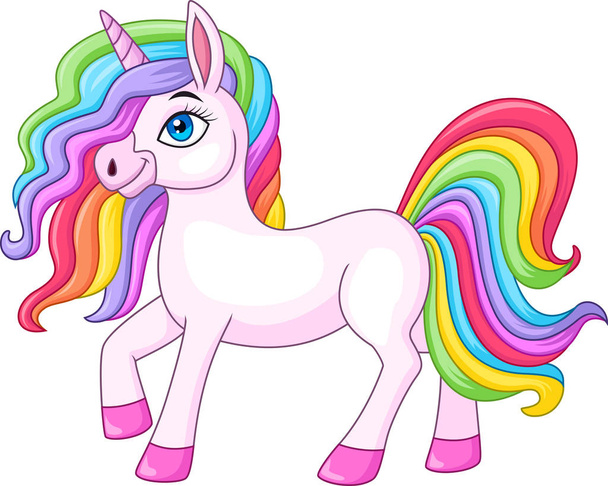 Cartoon regenboog unicorn paard - Vector, afbeelding