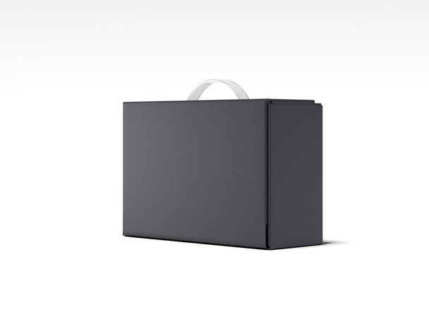 Black box package with transparent handle . 3d rendering - Foto, afbeelding
