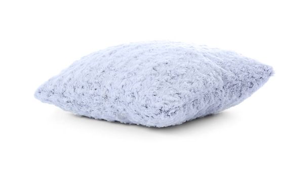 Stylish fluffy pillow on white background - Foto, immagini