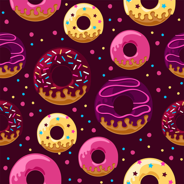Geglazuurde donuts patroon - Vector, afbeelding