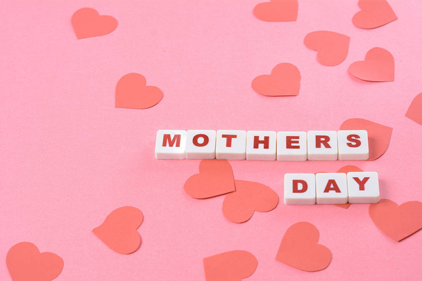 Mothers day background with red hearts - Photo, Image