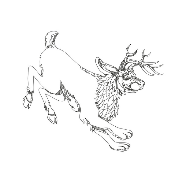 Jackalope Hopping Doodle sztuki - Wektor, obraz