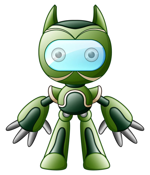 Vector illustration of Cute cartoon green robot isolated on white background - Vector, Image